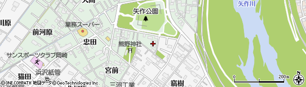 愛知県岡崎市中園町（宮西）周辺の地図
