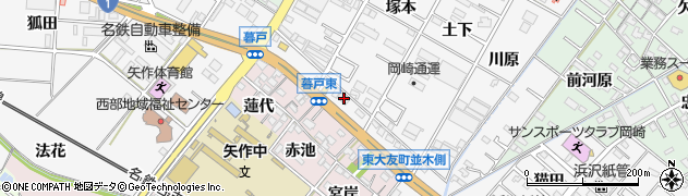 愛知県岡崎市東大友町並木側17周辺の地図
