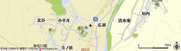 兵庫県猪名川町（川辺郡）清水（広瀬）周辺の地図