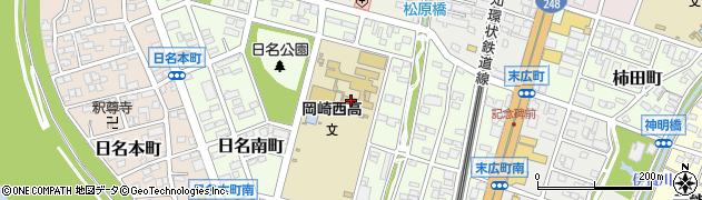 岡崎西高校周辺の地図