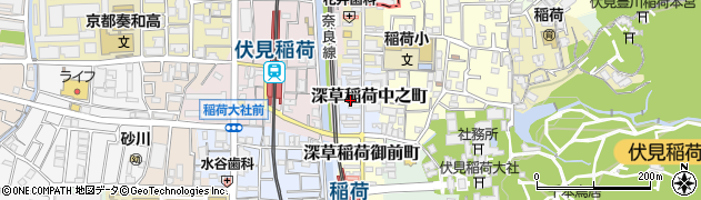 京都府京都市伏見区深草稲荷中之町周辺の地図