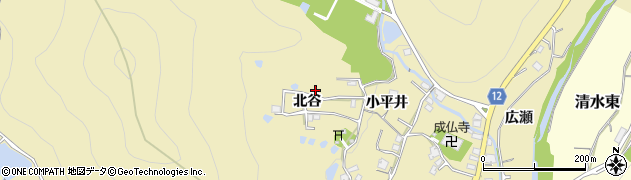 兵庫県川辺郡猪名川町清水北谷周辺の地図