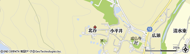 兵庫県猪名川町（川辺郡）清水（北谷）周辺の地図
