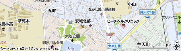愛知県安城市新田町（丼東）周辺の地図