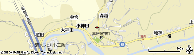 愛知県岡崎市須淵町（森越）周辺の地図
