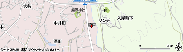 愛知県岡崎市田口町（萱戸）周辺の地図