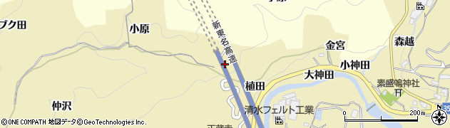 愛知県岡崎市岩戸町（植田）周辺の地図