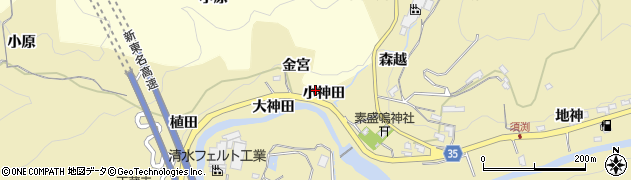 愛知県岡崎市須淵町小神田周辺の地図