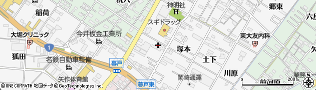 愛知県岡崎市東大友町（堀所）周辺の地図
