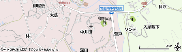 愛知県岡崎市田口町（中井田）周辺の地図