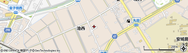 愛知県安城市池浦町（池西）周辺の地図