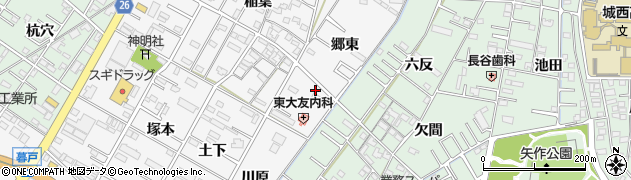 愛知県岡崎市東大友町（郷東）周辺の地図