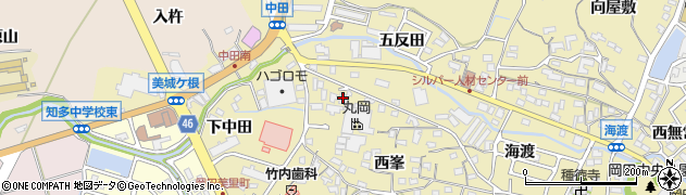 愛知県知多市岡田上中田周辺の地図