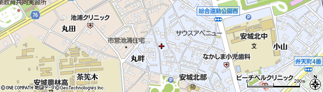 愛知県安城市新田町（大山田上）周辺の地図