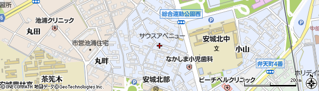 愛知県安城市新田町（小山西）周辺の地図