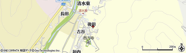 兵庫県川辺郡猪名川町清水東後田周辺の地図