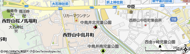 中鳥井北公園周辺の地図