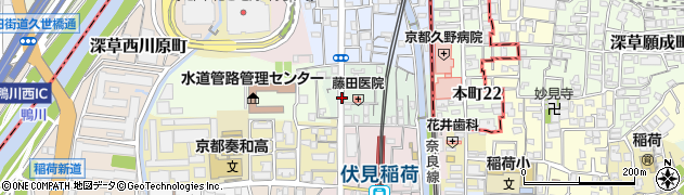 京都府京都市伏見区深草上横縄町周辺の地図