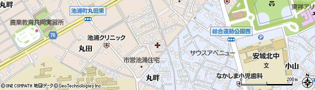 愛知県安城市池浦町大山田上23周辺の地図