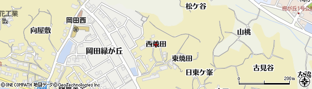 愛知県知多市岡田（西焼田）周辺の地図