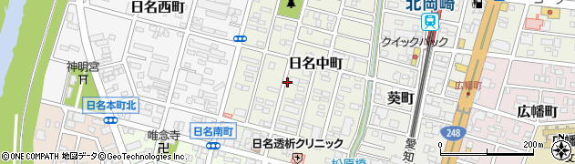 愛知県岡崎市日名中町周辺の地図