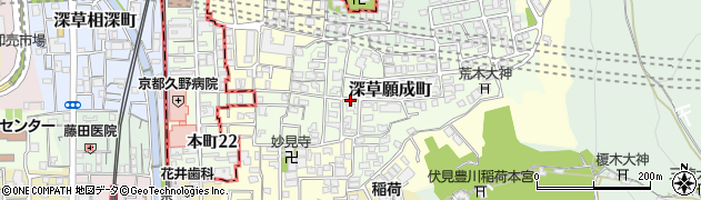 京都府京都市伏見区深草願成町周辺の地図