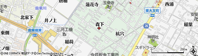愛知県岡崎市西大友町周辺の地図