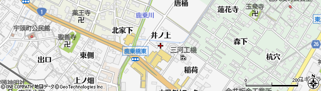愛知県岡崎市宇頭町（井ノ上）周辺の地図