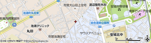 愛知県安城市池浦町大山田上20周辺の地図