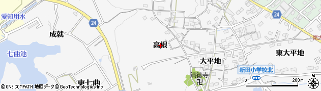 愛知県知多市八幡高根周辺の地図