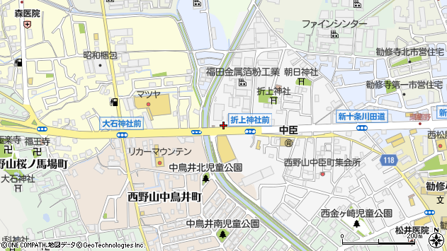 〒607-8305 京都府京都市山科区西野山中臣町の地図