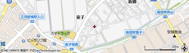愛知県安城市篠目町童子周辺の地図
