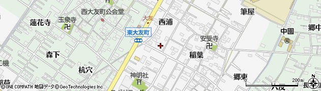 愛知県岡崎市東大友町（西浦）周辺の地図