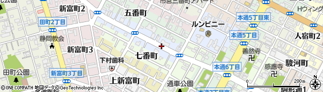 静岡県静岡市葵区六番町周辺の地図