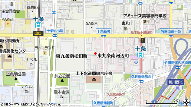 〒601-8034 京都府京都市南区東九条南河辺町の地図