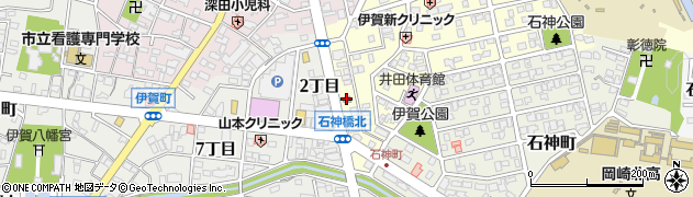 岡崎伊賀郵便局周辺の地図