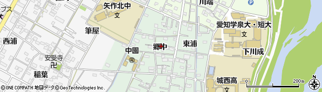 愛知県岡崎市中園町（郷中）周辺の地図