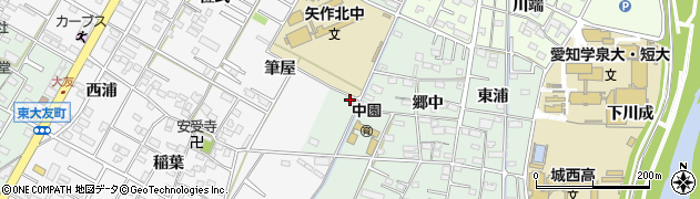 愛知県岡崎市中園町（大ヱ）周辺の地図