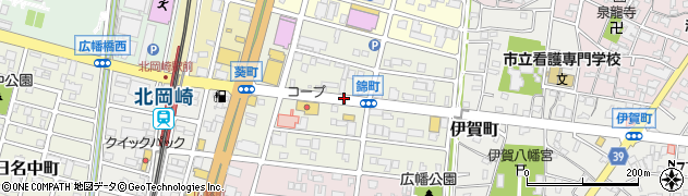 愛知県岡崎市錦町周辺の地図