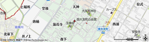 愛知県岡崎市西大友町（寺山）周辺の地図