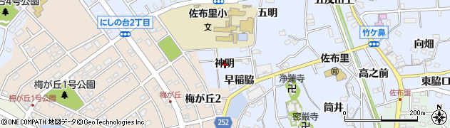 愛知県知多市佐布里神明周辺の地図