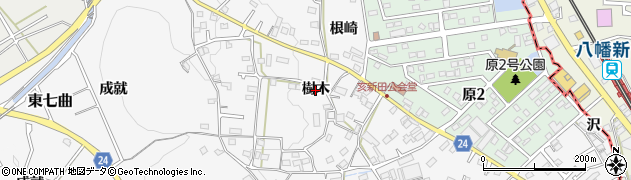 愛知県知多市八幡（樹木）周辺の地図