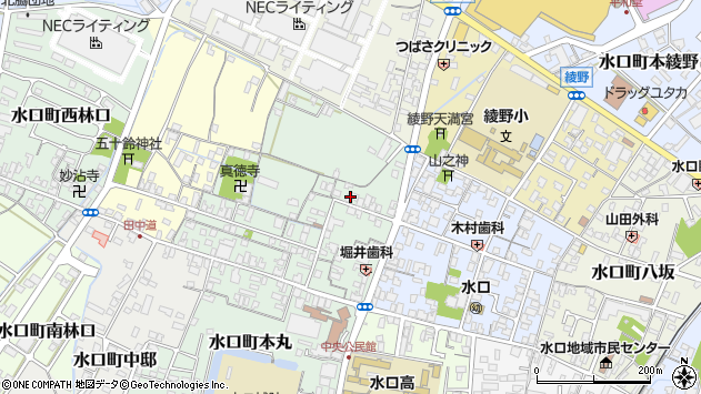 〒528-0027 滋賀県甲賀市水口町城内の地図