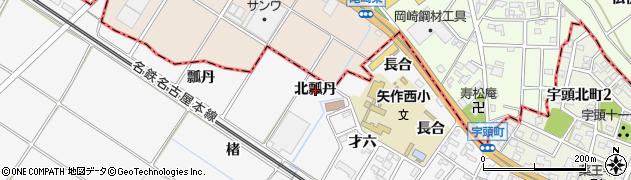 愛知県岡崎市宇頭町（北瓢丹）周辺の地図