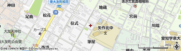 愛知県岡崎市東大友町（筆屋）周辺の地図