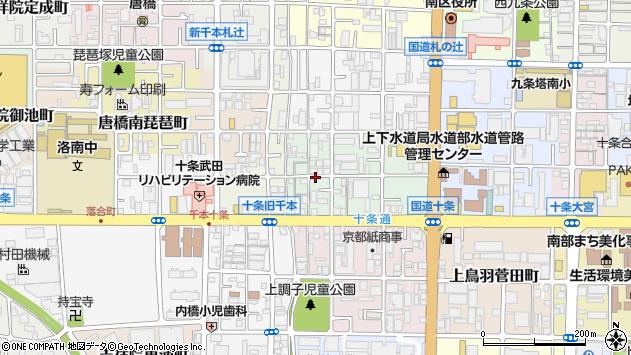 〒601-8446 京都府京都市南区西九条高畠町の地図