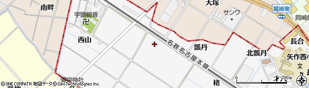 愛知県岡崎市宇頭町（新畑）周辺の地図