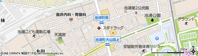 愛知県安城市池浦町大山田上36周辺の地図