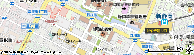 静岡市役所　総務局政策法務課法規係、訟務係周辺の地図