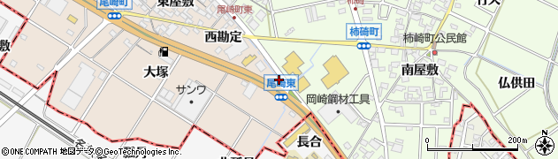 愛知県安城市尾崎町（東勘定）周辺の地図